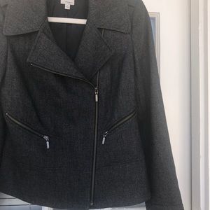 Halogen asymmetrical zipper moto jacket -dark gray